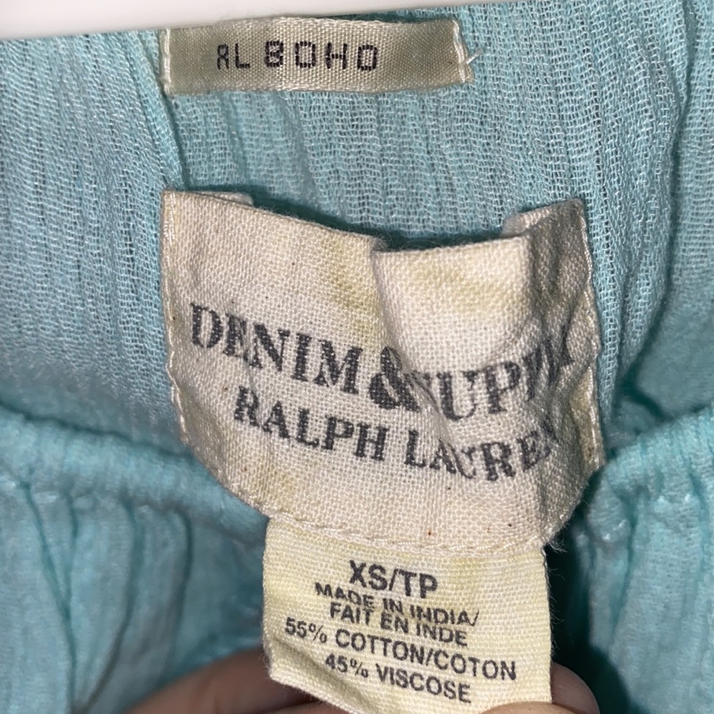 Denim & Supply Ralph Lauren boho long sleeve blouse with ruffles and keyhole - Picture 8 of 8